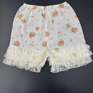 Vintage Girls White Floral Lace Bloomers With Ruffle Trim Baby Doll Clothes